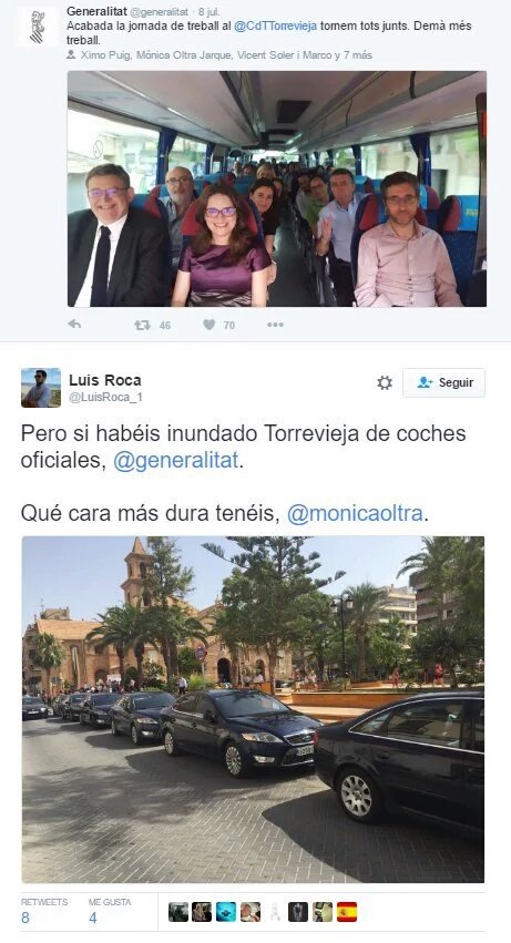 El Gobierno valenciano finge trasladarse en bus cuando usan coches oficiales
